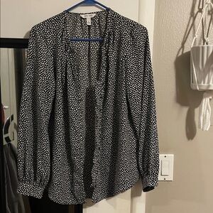 Chic Black and White Polka Dot Blouse